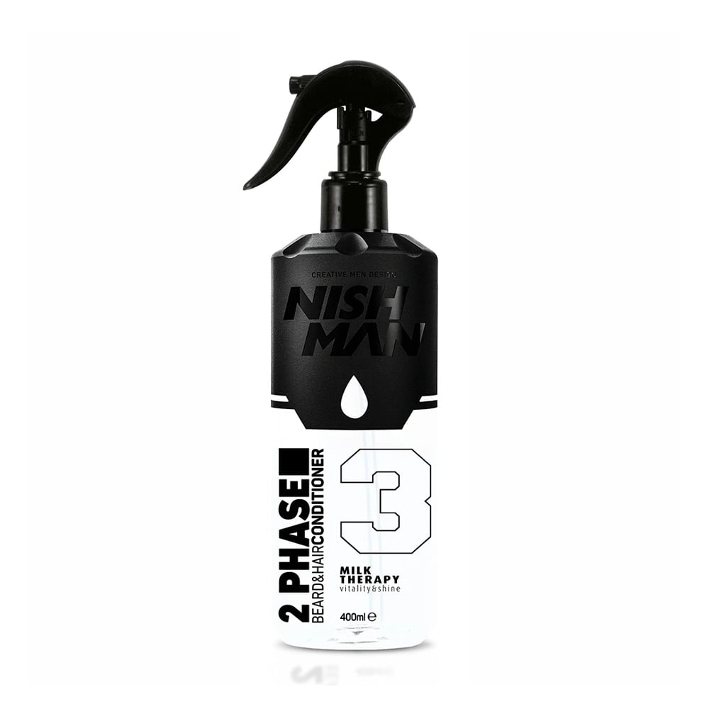 Чоловічий двофазний кондиціонер для волосся та бороди Nishman 2 Phase Beard &amp; Hair Conditioner, Milk Therapy, 400 мл