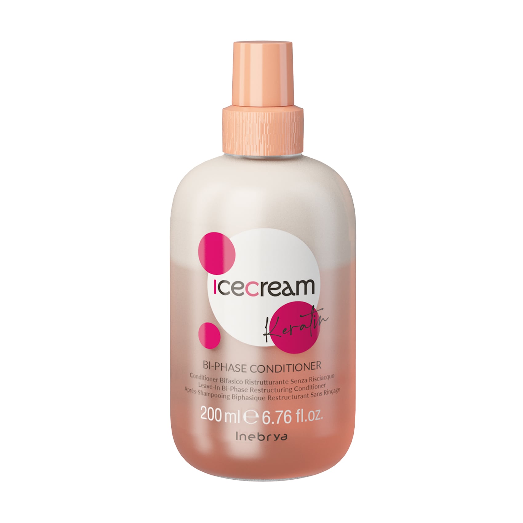 Двофазний кондиціонер Inebrya Ice Cream Keratin Bi-Phase Conditioner для сухого, кучерявого та фарбованого волосся, 200 мл